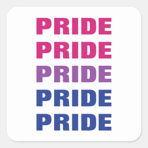 Pegatina Cuadrada Texto repetido del Personalizable del Orgullo Bise