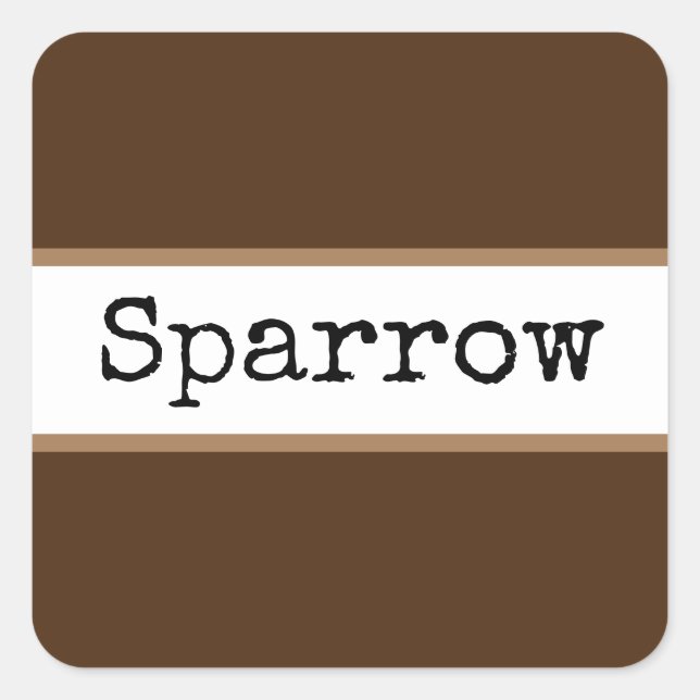 Pegatina Cuadrada Texto Retro SPARROW Marrón Blanco Rayas Cocoa (Anverso)