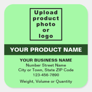 Pegatina Cuadrada Textos Mínimos De Productos Con Un Verde Claro Y R
