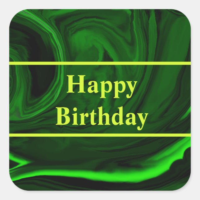 Pegatina Cuadrada textura de malaquita verde piedra ,personalizada (Anverso)