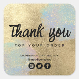 Pegatina Cuadrada Textura De Purpurina Oro E Irlandés