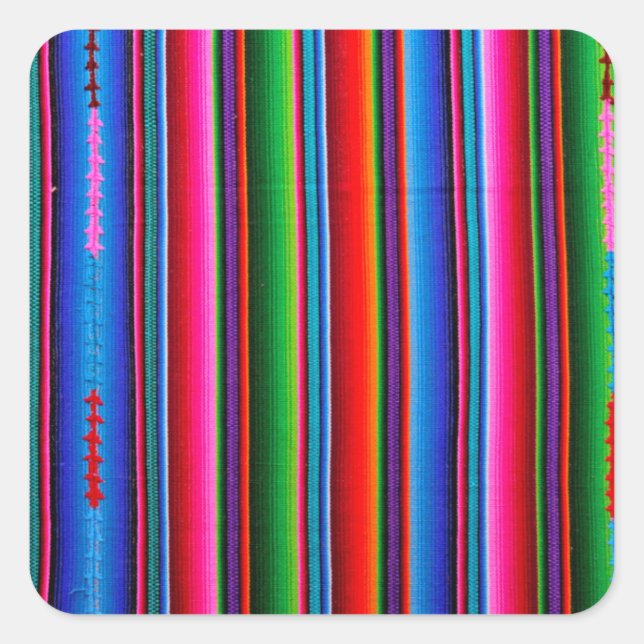 Pegatina Cuadrada Textura De Tela Mexicana (Anverso)
