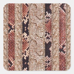 Pegatina Cuadrada Textura del calzado, patrón geométrico de serpient