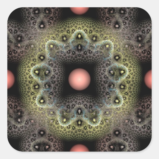Pegatina Cuadrada Textura fractal (Anverso)