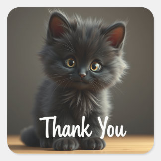 Pegatina Cuadrada Thank you Black Cat Stickers