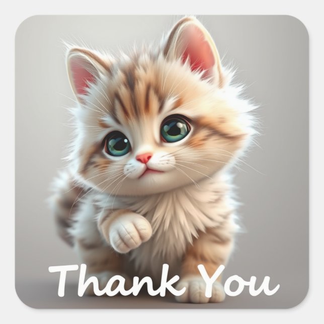 Pegatina Cuadrada Thank you Cat Stickers (Anverso)