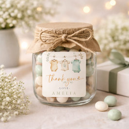 Pegatina Cuadrada Thank You Neutral Baby Clothesline Baby Shower