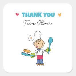 Pegatina Cuadrada Thank You Sticker – Cute Chef Pancake Theme
