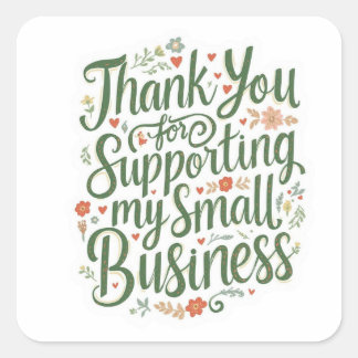 Pegatina Cuadrada Thank You Sticker for Small Business Owners