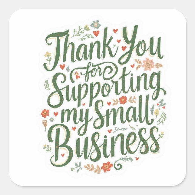 Pegatina Cuadrada Thank You Sticker for Small Business Owners (Anverso)
