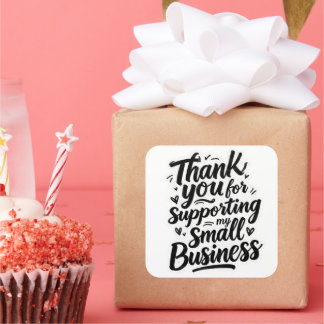 Pegatina Cuadrada Thank You Sticker, Support Small Business