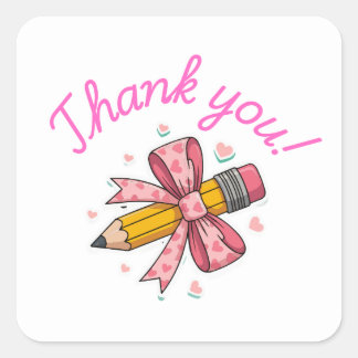 Pegatina Cuadrada Thank You Sticker, Teacher Stickers
