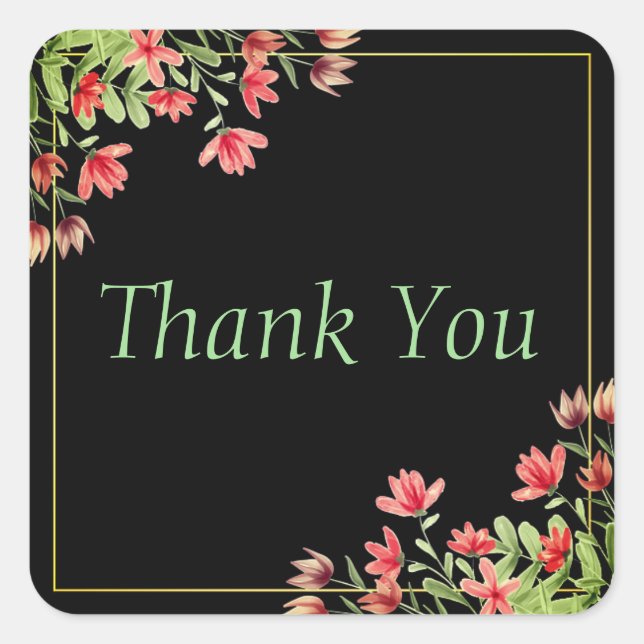 Pegatina Cuadrada Thank you stickers or envelope seals (Anverso)