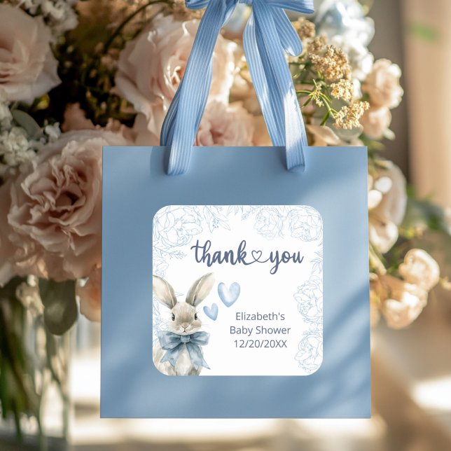 Pegatina Cuadrada Thankyou Bunny Baby Shower (Subido por el creador)