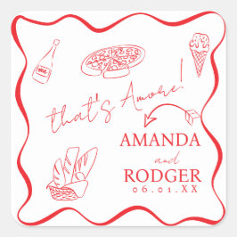 Pegatina Cuadrada That’s Amore Italian Doodles Wedding  Napkin