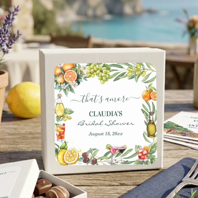 Pegatina Cuadrada That's Amore Italian Citrus Cocktail Bridal Shower (Subido por el creador)