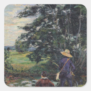 Pegatina Cuadrada The Anglers, c.1885