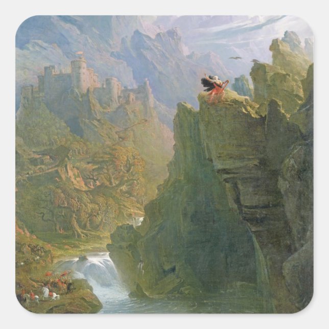Pegatina Cuadrada The Bard, c.1817 (aceite sobre lienzo) (Anverso)
