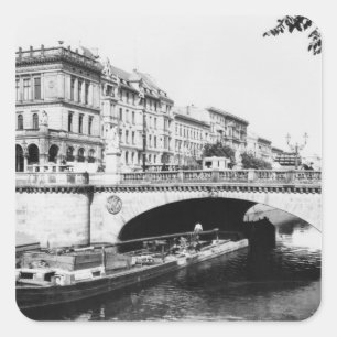 Pegatina Cuadrada The Belle-Alliance Bridge, Berlín, c.1910