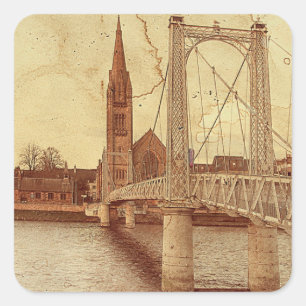 Pegatina Cuadrada The Bouncy Bridge (Inverness - S