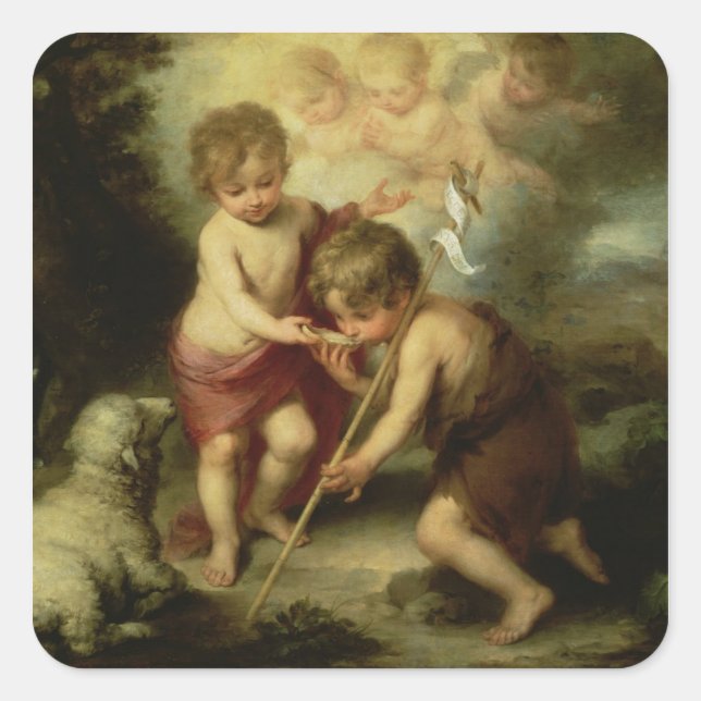 Pegatina Cuadrada The Boys with the Shell, c.1670 (Anverso)