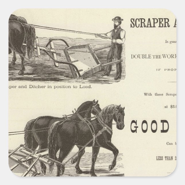 Pegatina Cuadrada The Chicago Scraper and Ditcher (Anverso)