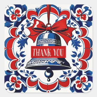 Pegatina Cuadrada The Christmas Bell and the Mysterious Guest