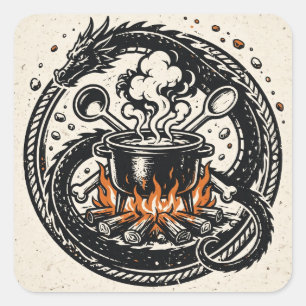 Pegatina Cuadrada The Cook and the Dragon Sticker — Pulp Emblem