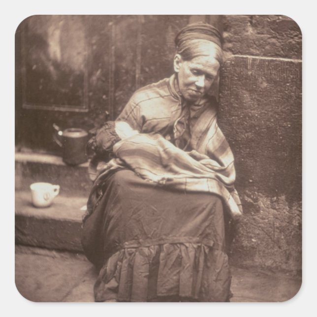 Pegatina Cuadrada The Crawlers, de 'Street Life in London', 1877-7 (Anverso)