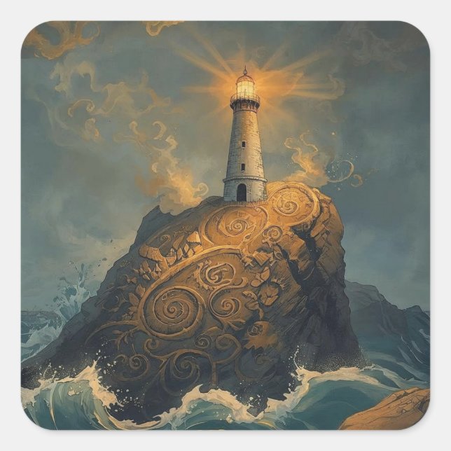 Pegatina Cuadrada The Enchanted Clifflight (Anverso)