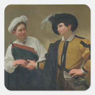 Pegatina Cuadrada The Fortune Teller (La Buona Ventura), c.1594