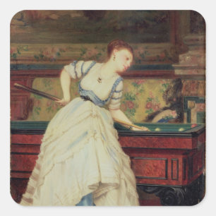 Pegatina Cuadrada The Game de los billares, siglo XIX