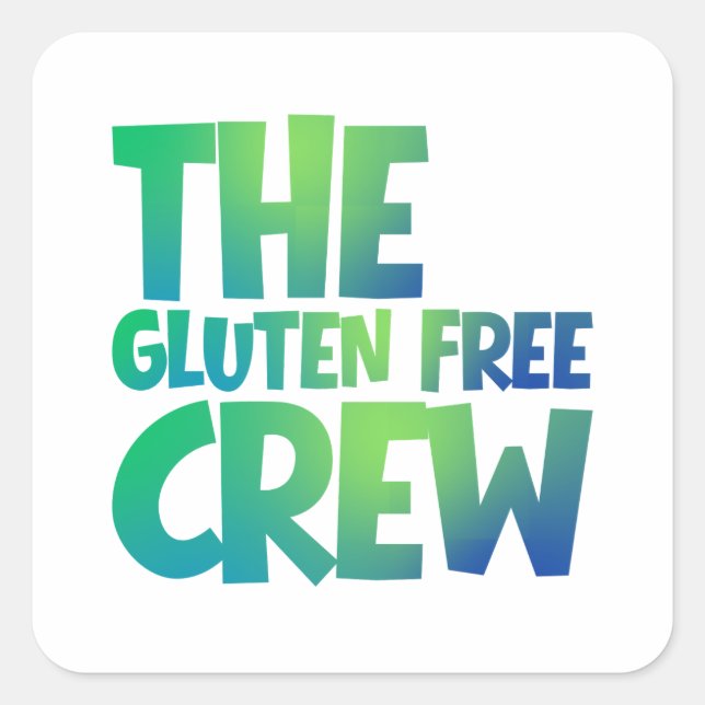 Pegatina Cuadrada The Gluten Free Crew (Anverso)
