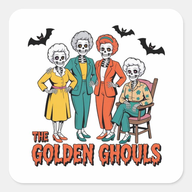 Pegatina Cuadrada The Golden Ghouls Halloween Sticker (Anverso)