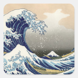 Pegatina Cuadrada The Great Wave of Kanagawa - Katsushika Hokusai