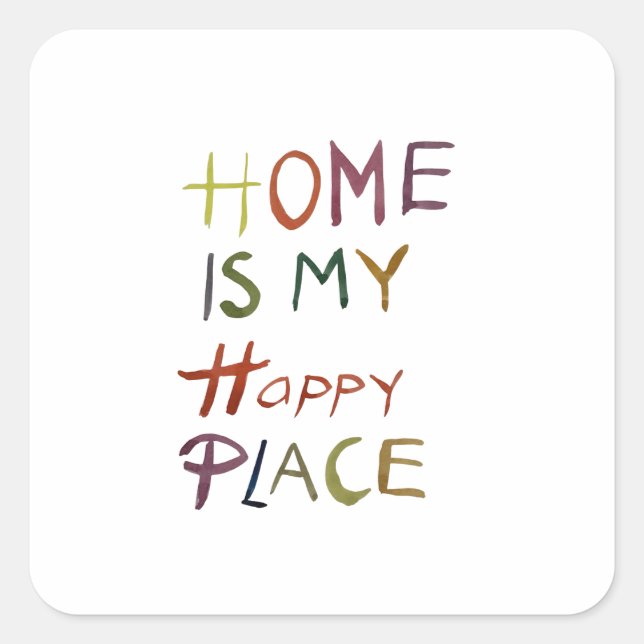Pegatina Cuadrada The Happy Introvert “Home Is My Happy Place” (Anverso)