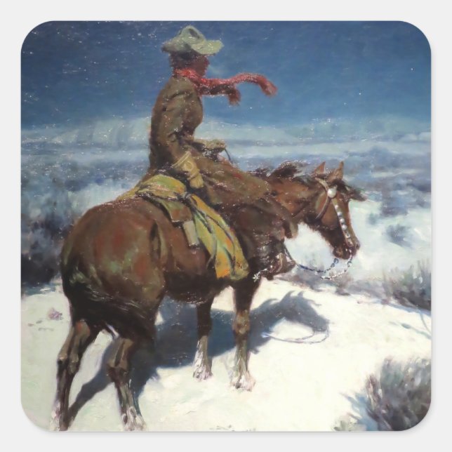 Pegatina Cuadrada “The Lonely Vigil” by W Herbert Dunton (Anverso)