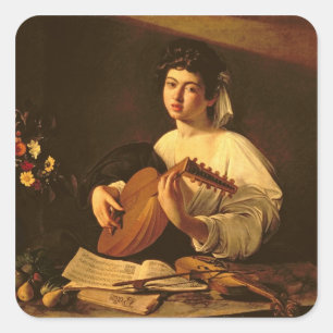 Pegatina Cuadrada The Lute Player, c.1595