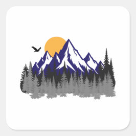 Pegatina Cuadrada The mountains graphic hiking