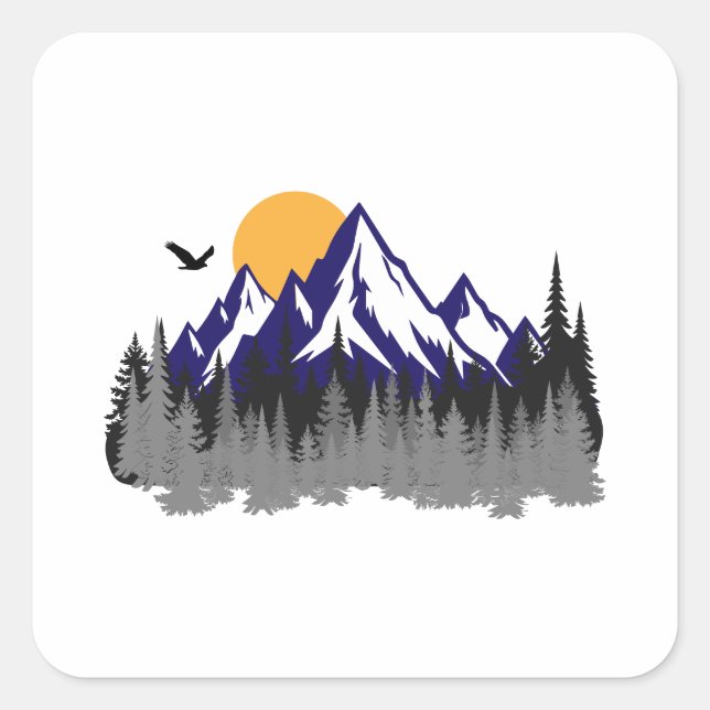 Pegatina Cuadrada The mountains graphic hiking (Anverso)