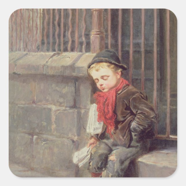 Pegatina Cuadrada The News Boy (Anverso)