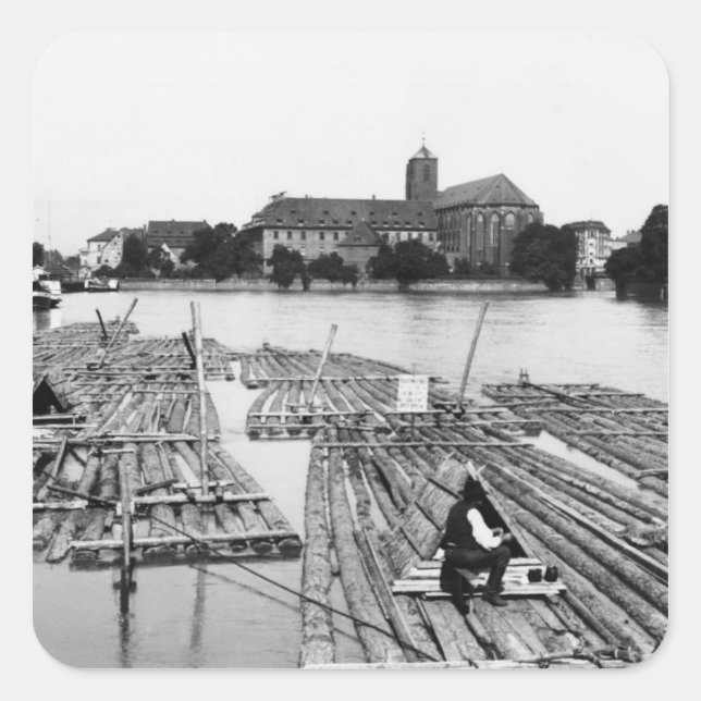 Pegatina Cuadrada The Oder at Breslau Poland, c.1910 (Anverso)