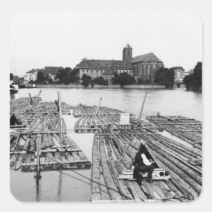 Pegatina Cuadrada The Oder at Breslau Poland, c.1910