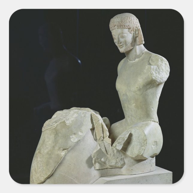 Pegatina Cuadrada The Rampin Rider, c.550-540 a.C. (Anverso)