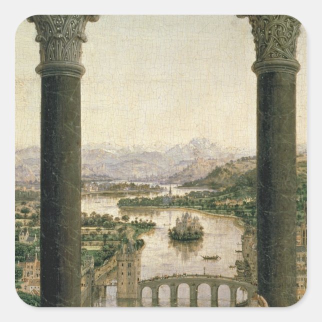 Pegatina Cuadrada The Rolin Madonna , c.1435 (Anverso)