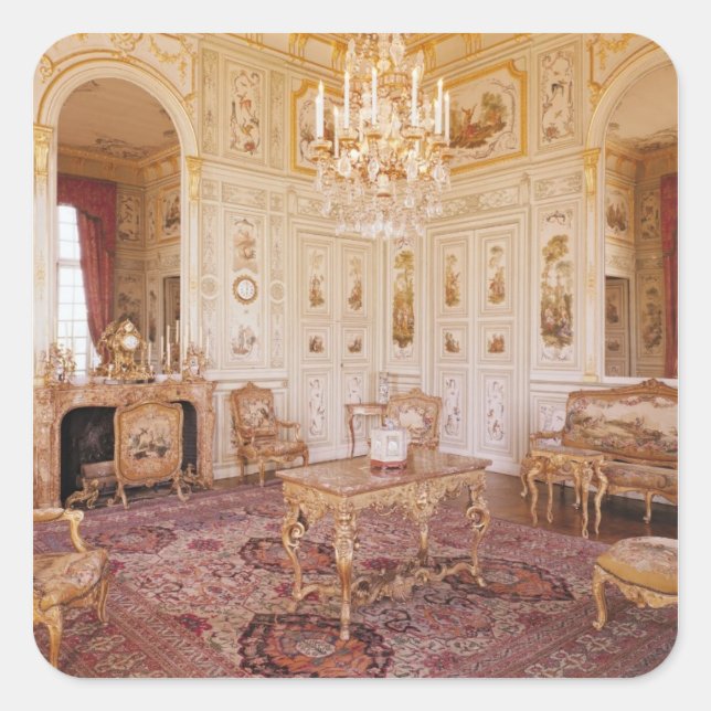 Pegatina Cuadrada The Salon Chinois, c.1740 (Anverso)