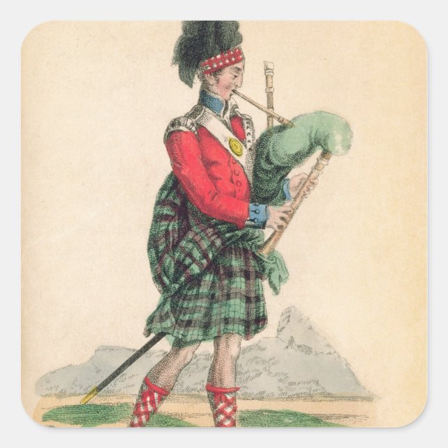 Pegatina Cuadrada The Scotch Piper (Anverso)