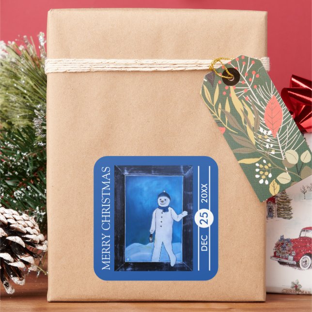 Pegatina Cuadrada The Snowman's Escape Christmas (Vacaciones)