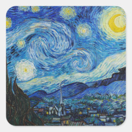 Pegatina Cuadrada The Starry Night - Vincent Van Gogh