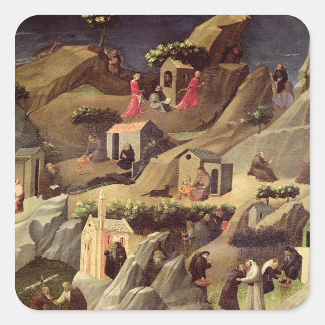 Pegatina Cuadrada The Thebaid, c.1410 (Anverso)